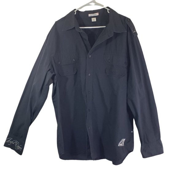 ARTFUL DODGER 3X Black, Gray Embroidered, Military, Button Front Shirt Jacket - Picture 1 of 13